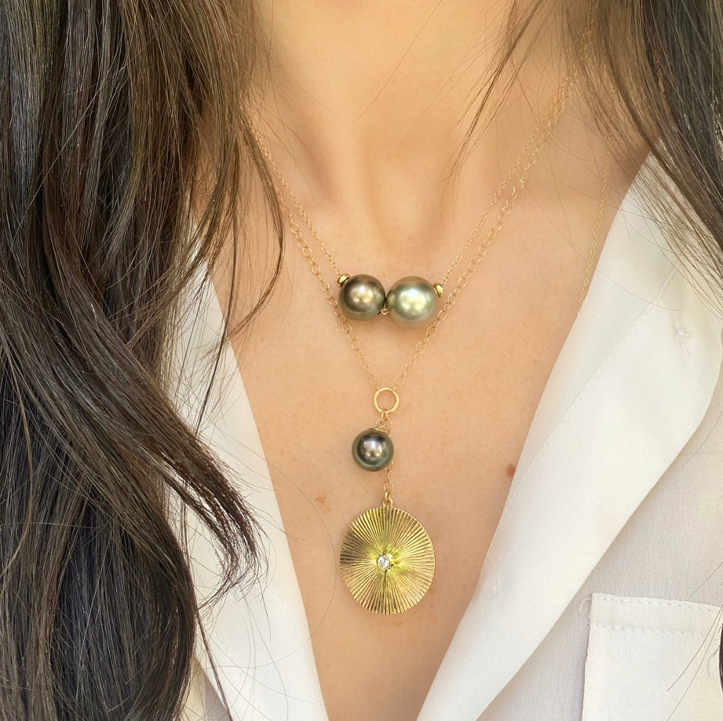 Paige Layne Double Floating Black Pearls Necklace