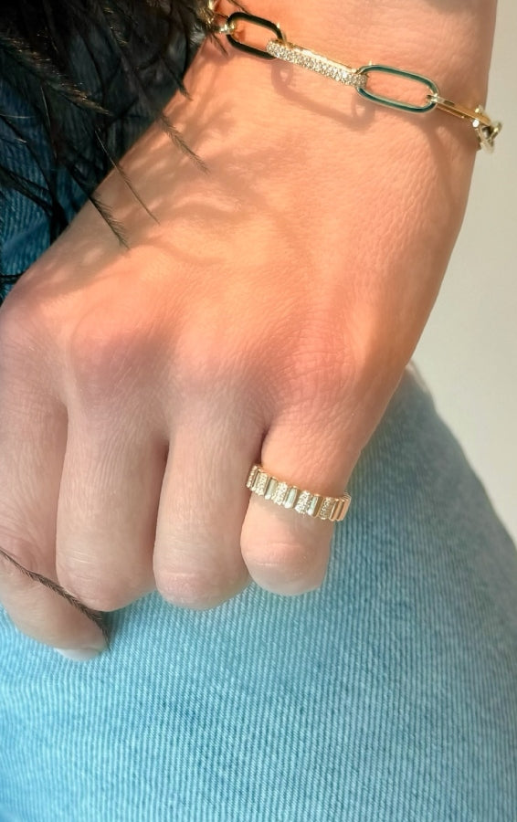 14K Yellow Gold and Pave Diamond Pinky RIng
