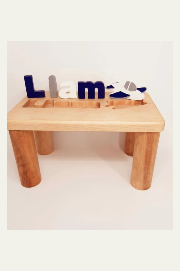 Personalized Puzzle Name Bench w/Airplane or Boat