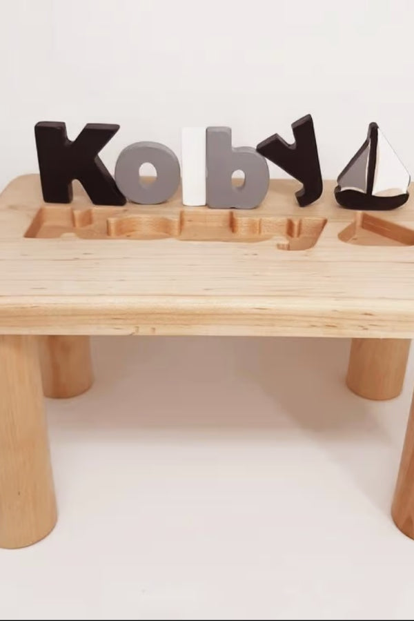 Personalized Puzzle Name Bench w/Airplane or Boat
