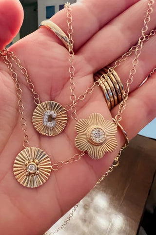 Paige Layne Grooved Circle Diamond Pendant Necklaces