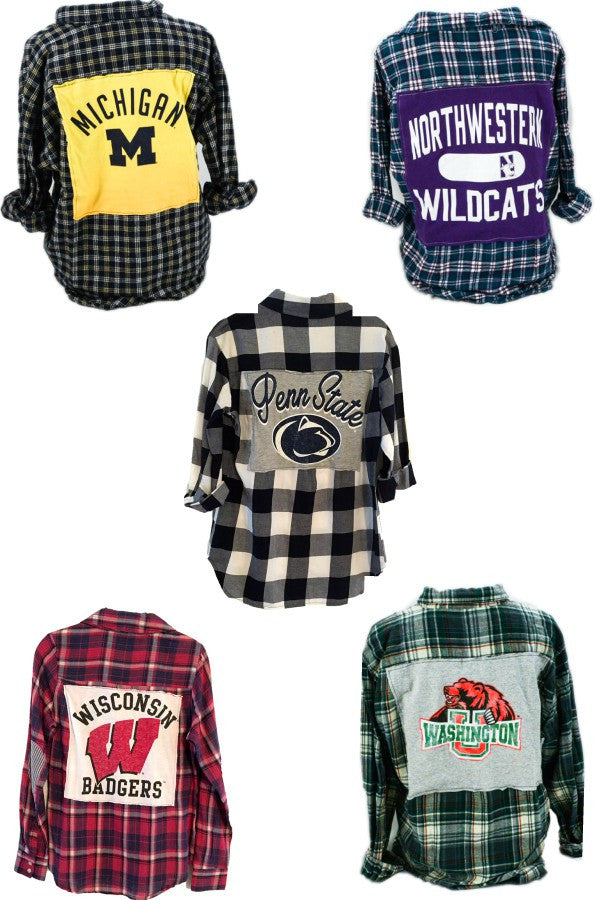Flannel with College T-shirt Patch (Custom Your College)