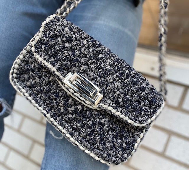 The Crocheted Denim Flap Bag