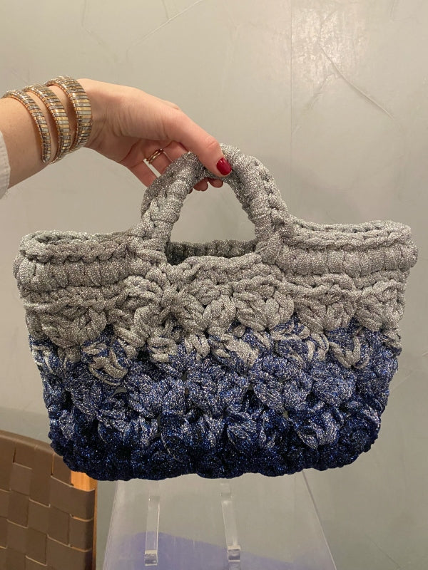 The Blue & Silver Lurex Lace Basket Bag