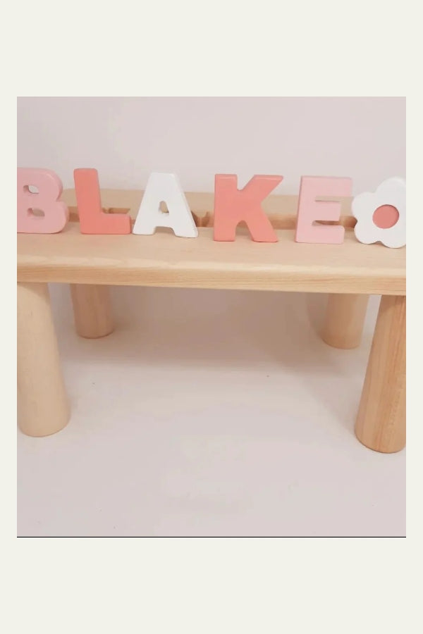 Personalized Puzzle Name Bench w/Flower
