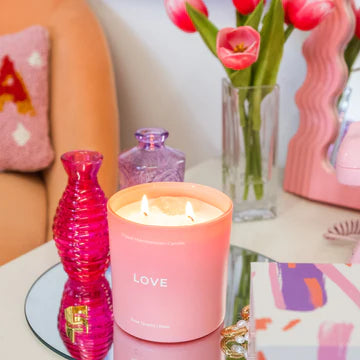 Jill & Ally Love Crystal Manifestation Candle - Rose Scented with Rose Quartz