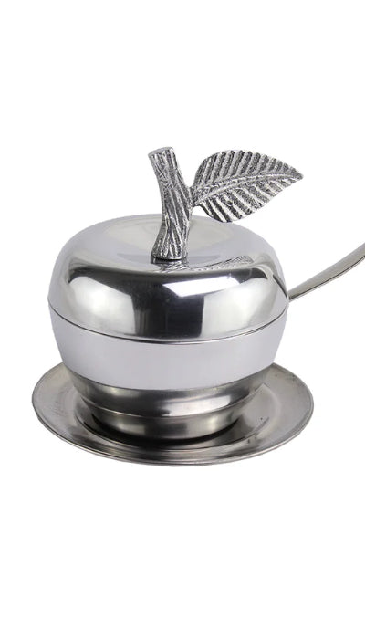 Aluminum Apple Shaped Honey Dish with Coordinating Spoon and Dish