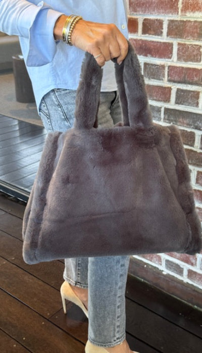 Rino & Pelle Daan Graphite Faux Fur Big Shopper