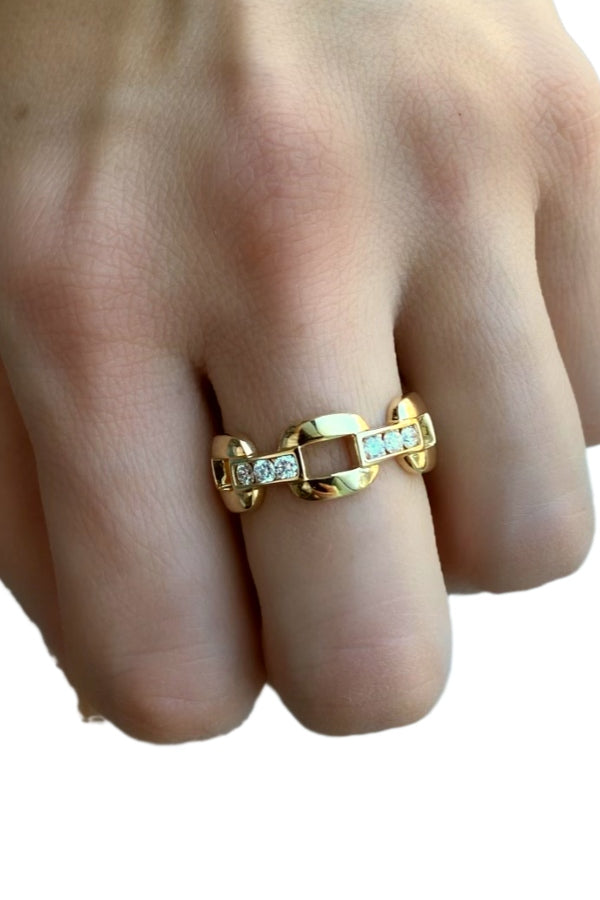 Gold Diamond Link Ring