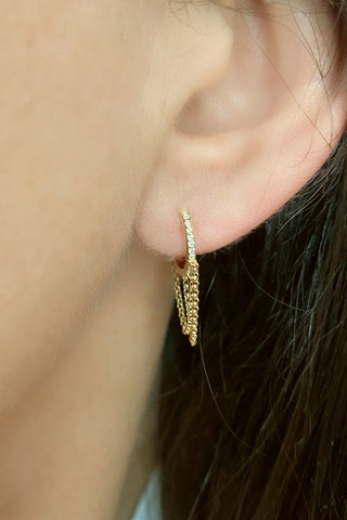 Gold Small Chain Drop Diamond Earring