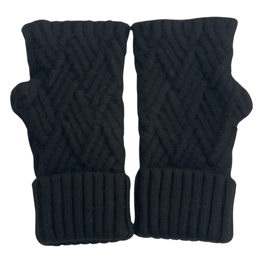Mitchie's Black Knit Fingerless Gloves