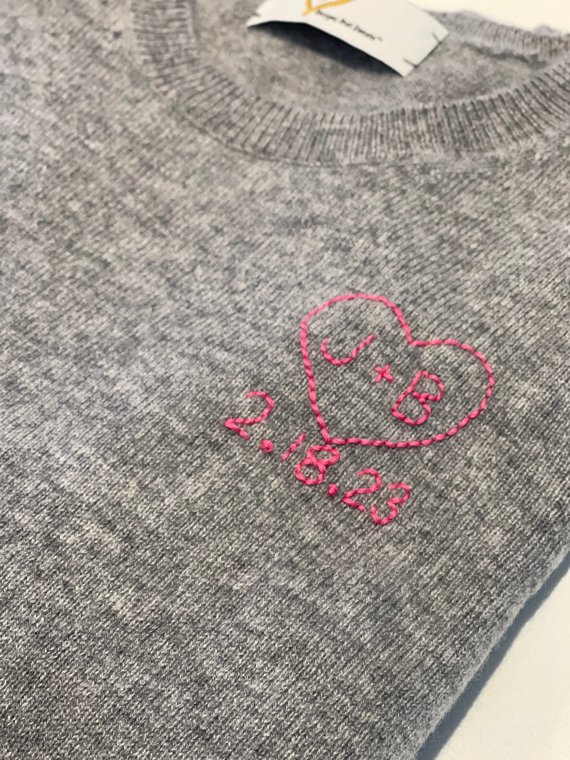 DTD Custom Heart & Date Cashmere Sweater