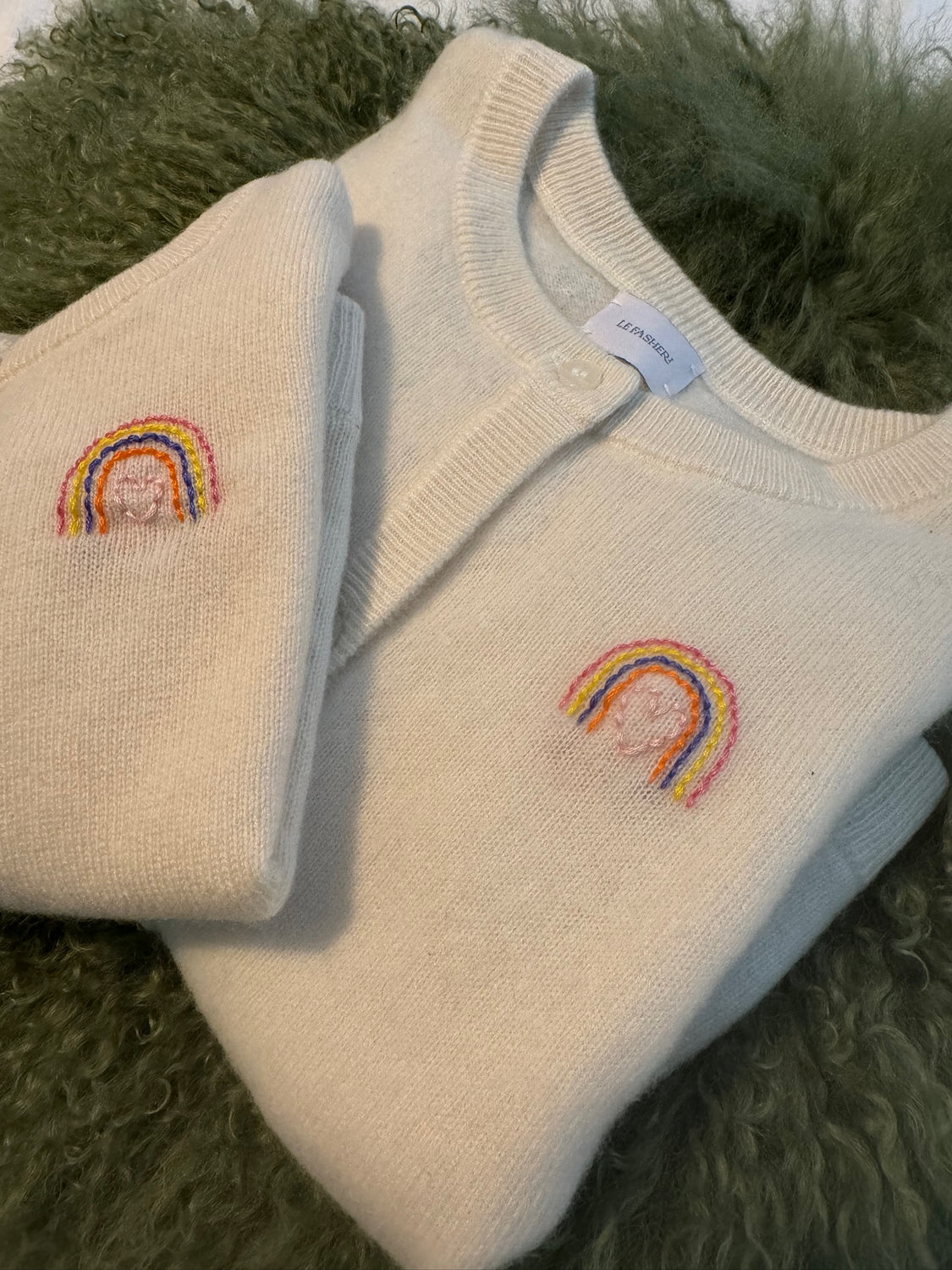 Le Fasheri Cashmere Hand Embroidered Rainbow Sweater