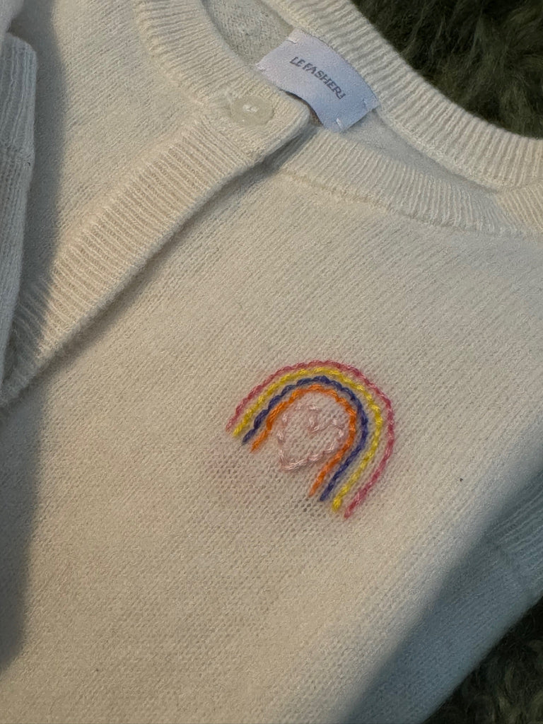 Le Fasheri Cashmere Hand Embroidered Rainbow Sweater