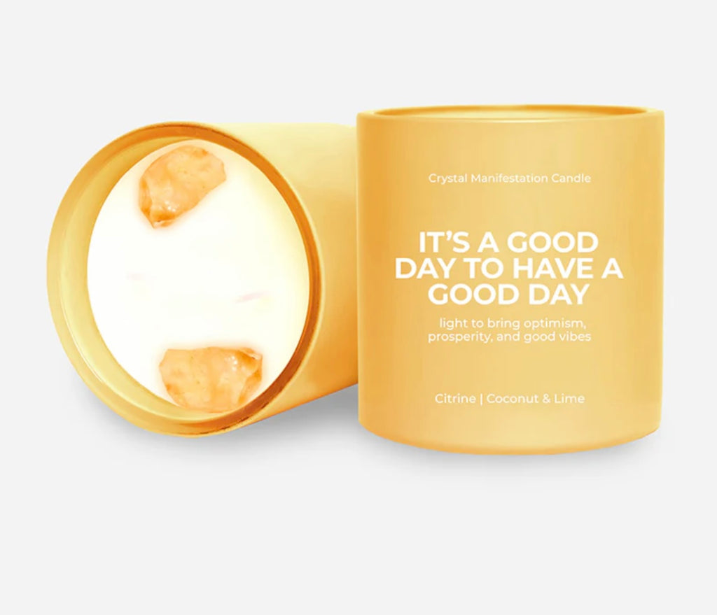 Jill & Ally It's A Good Day to have a Good Day Crystal Manifestation Candle - Coconut & Lime with Citrine