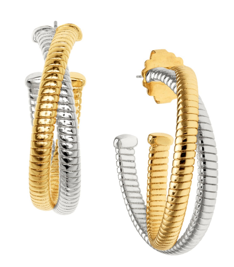 Janis Savitt Double Twist Cobra Hoop Earrings