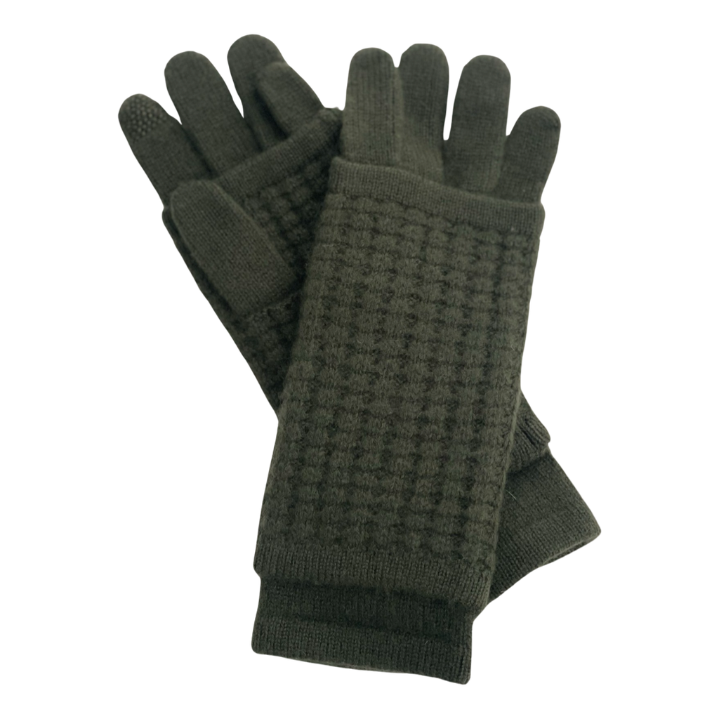Cashmere Army/Olive Waffle Stitch 3 in 1 Glove