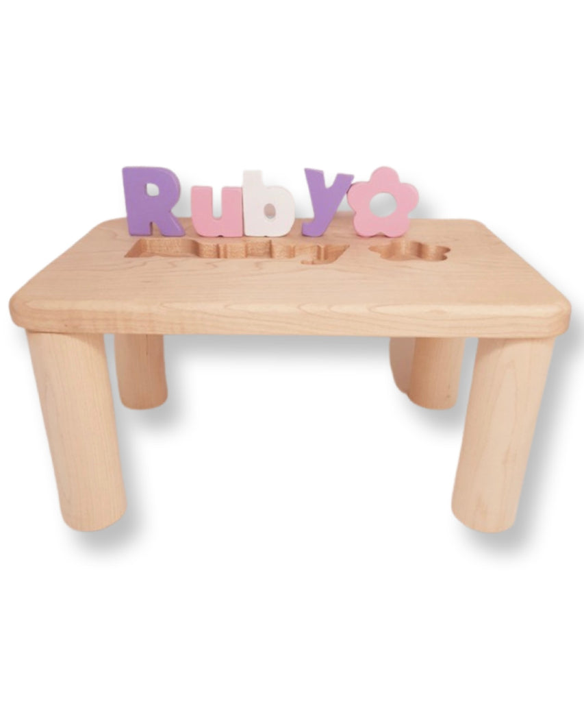 Personalized Puzzle Name Bench Pink/Lilac/White