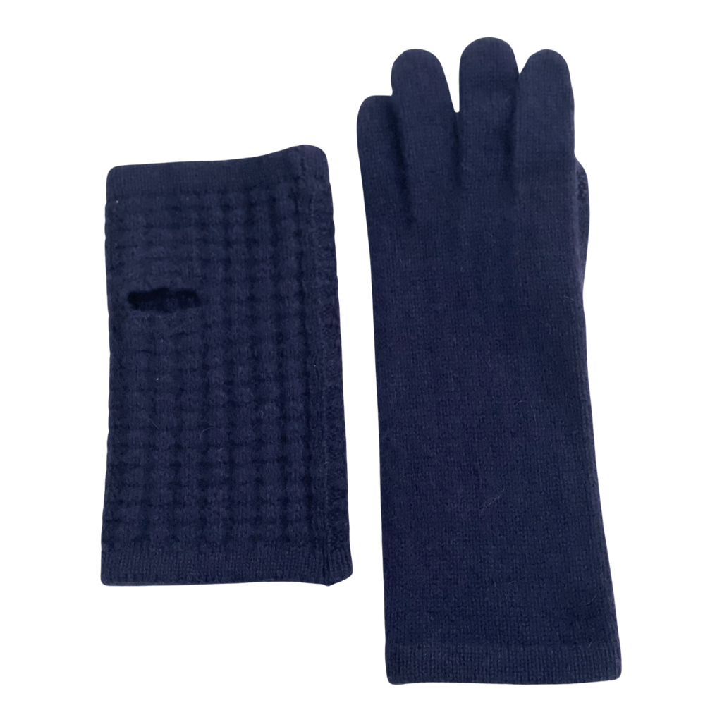 Cashmere Navy Waffle Stitch 3 in 1 Glove