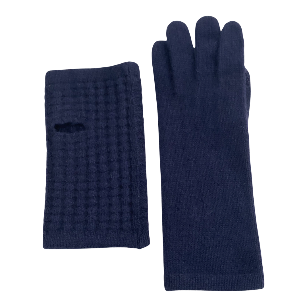 Cashmere Navy Waffle Stitch 3 in 1 Glove