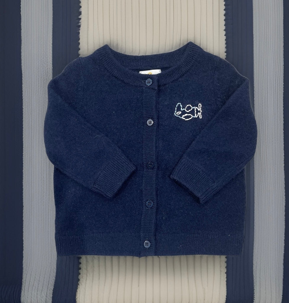 Le Fasheri Navy Cashmere Hand Embroidered Airplane Sweater