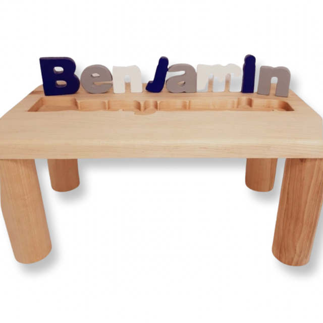 Personalized Puzzle Name Bench Navy/Grey/White
