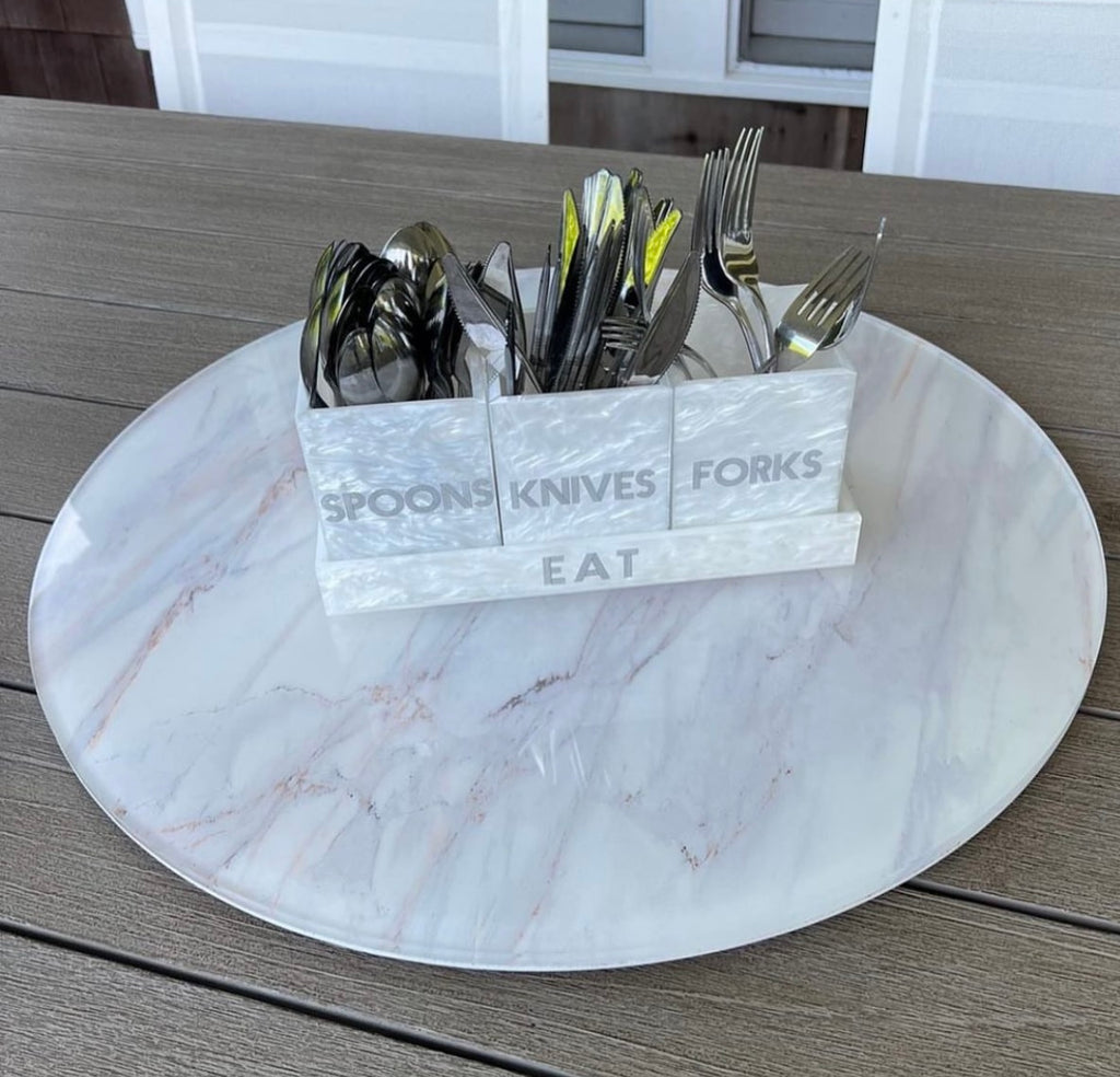 Acrylic Lazy Susan  Board White Marble