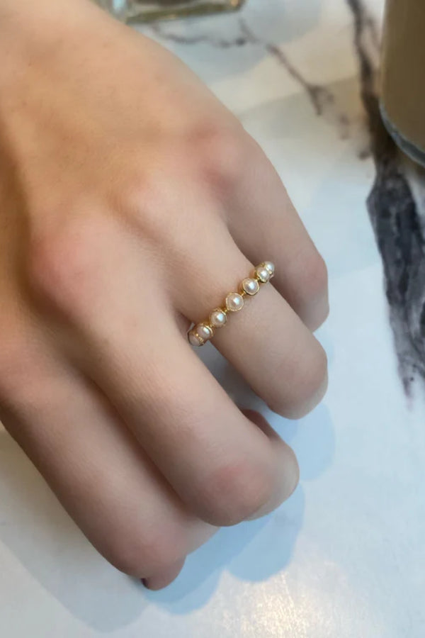 Gold Pearl Band Ring