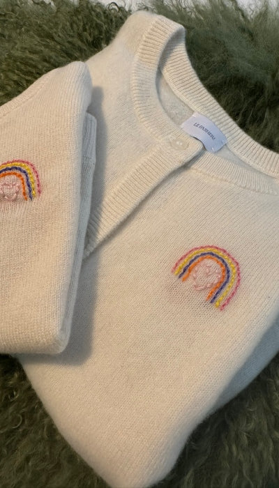 Le Fasheri Cashmere Hand Embroidered Rainbow Sweater