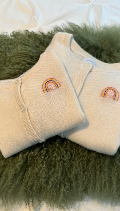 Le Fasheri Cashmere Hand Embroidered Rainbow Sweater