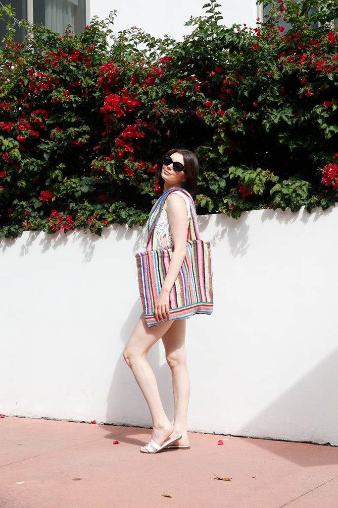Rae of Light Multi Colored Striped Terry Tote