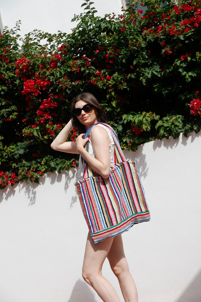Rae of Light Multi Colored Striped Terry Tote