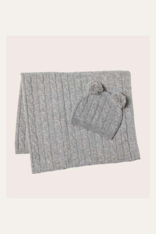 Sofia Cashmere Angel Cable Baby Hat and Blanket Set