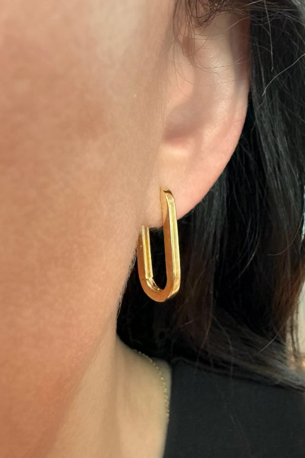 14K Yellow Gold Large Paperclip Hoop