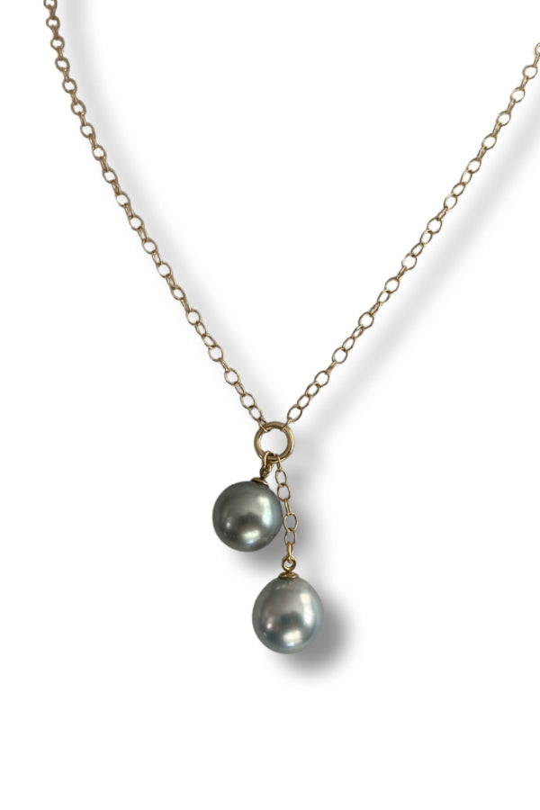 Paige Layne Lariat Double Pearl Necklace
