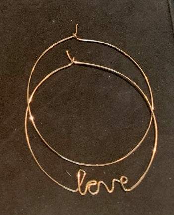 'Love' Wire-wrap Hoops