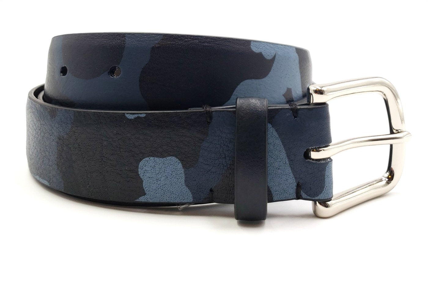 FH Wadsworth Men's Blue Leather Camouflage Print Belt