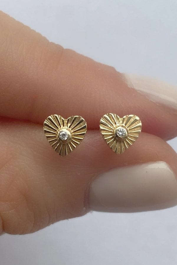 Gold Heart Burst Studs