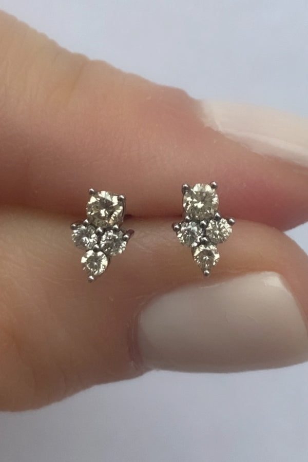 Silver Diamond Cluster Studs