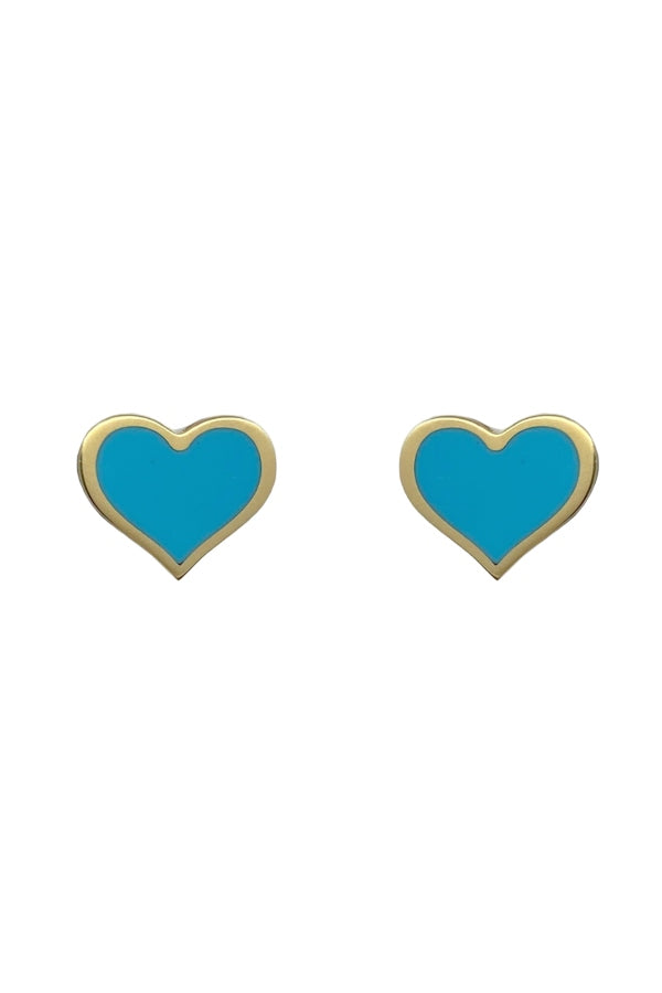 Gold Turquoise Large Heart Earring