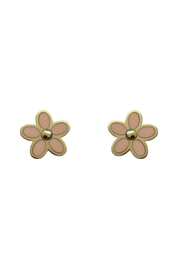 Gold Pink Agate Flower Earring