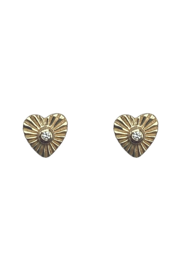 Gold Heart Burst Studs