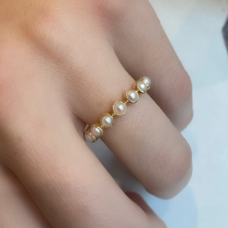 Gold Pearl Band Ring