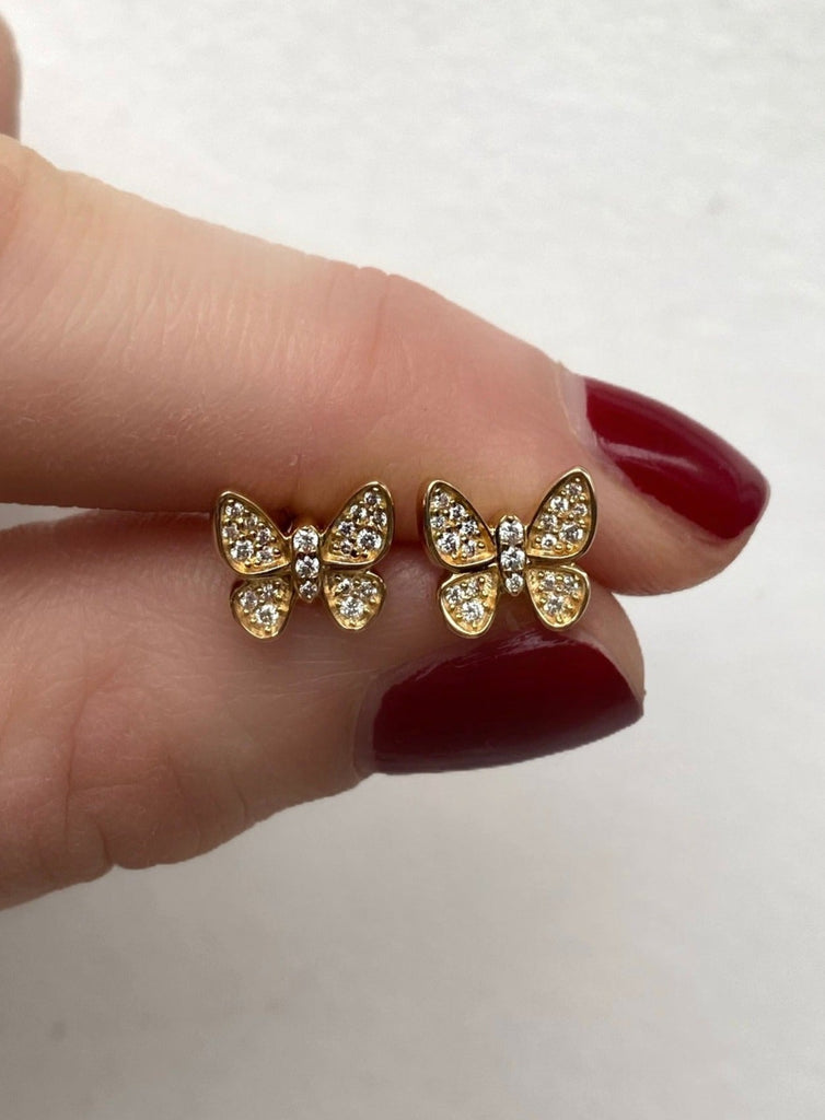 Gold Diamond Butterfly Earrings