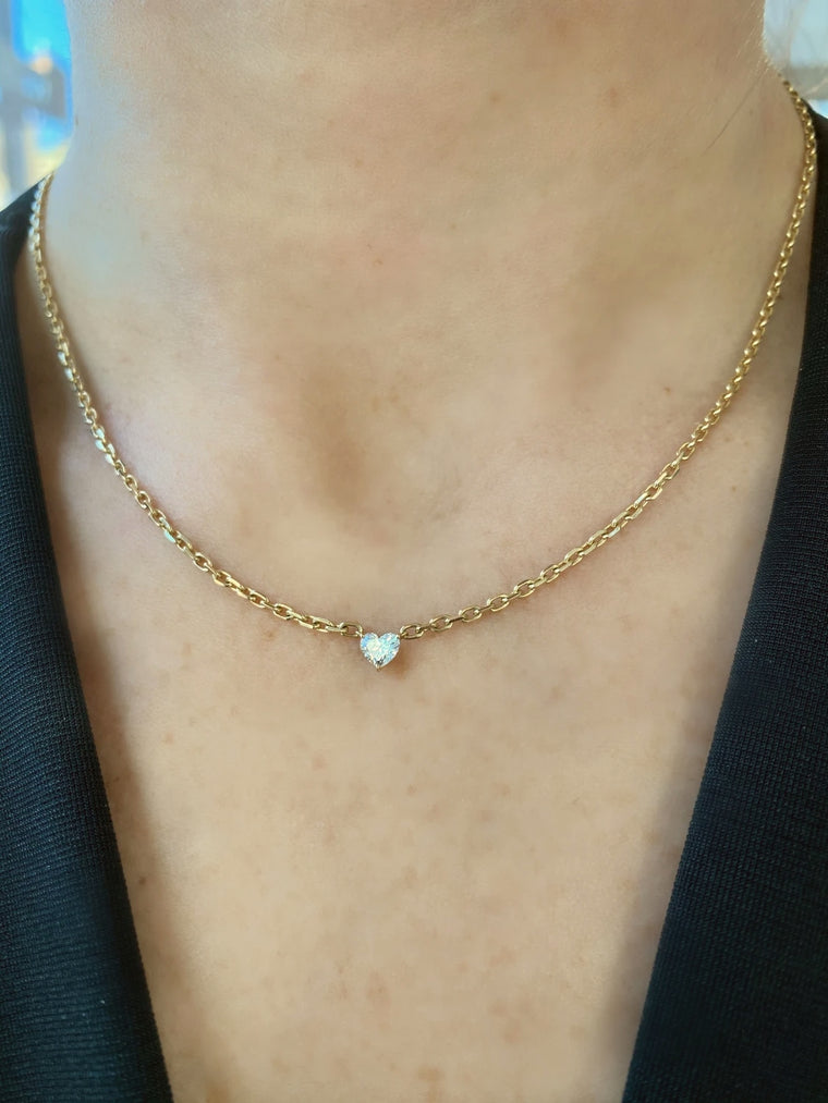 Gold Diamond Heart Necklace