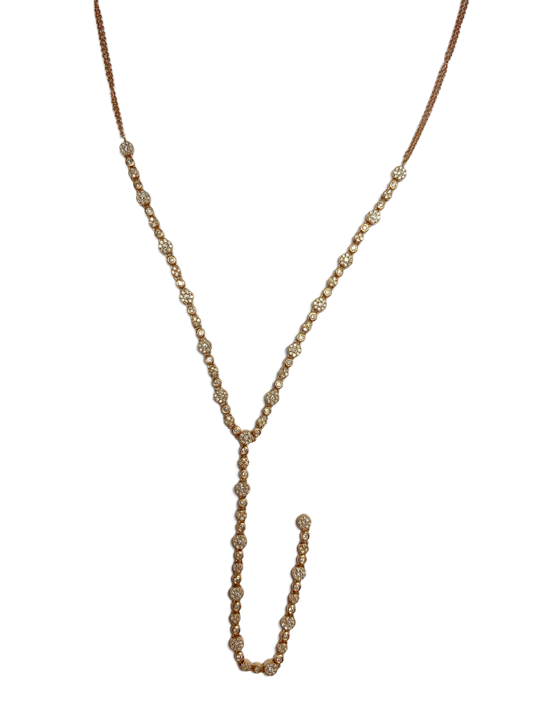 Rose Gold Diamond Bezel Lariat Necklace
