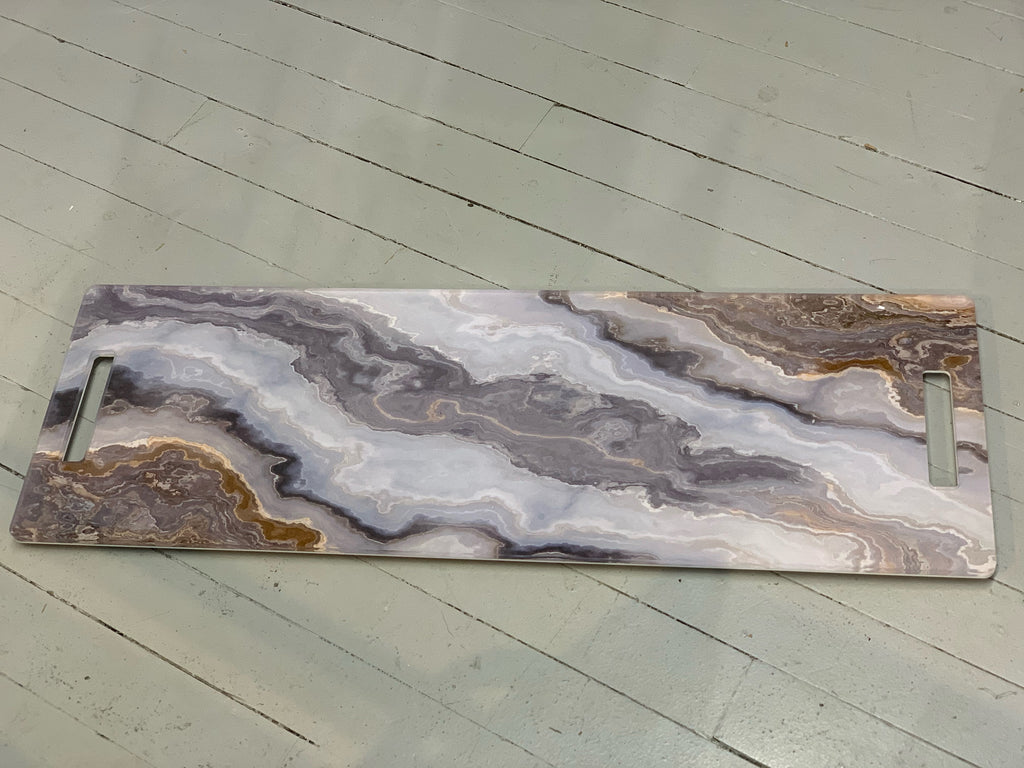 Acrylic Runner Charcuterie Board Grey, White Natural Marble