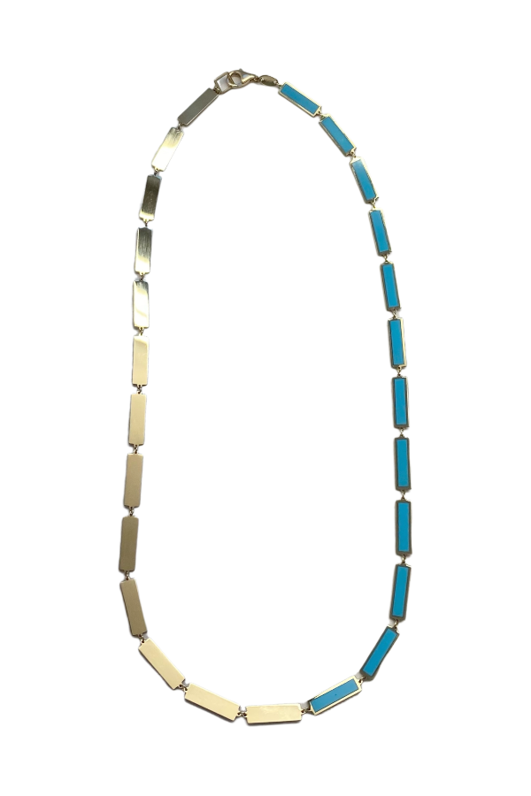 Gold Turquoise Bars Half Strand Necklace