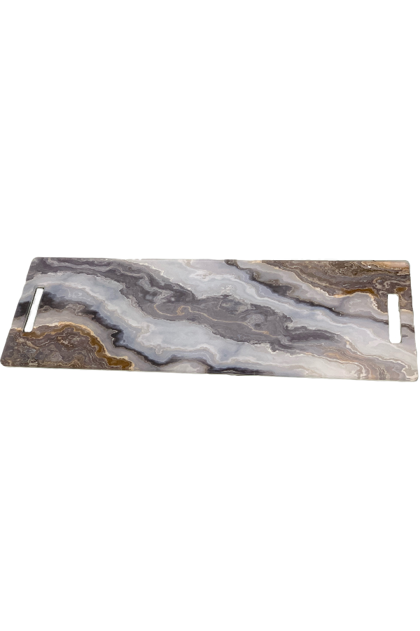 Acrylic Runner Charcuterie Board Grey, White Natural Marble