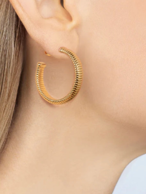 Janis Savitt Gold Cobra Hoop Earrings